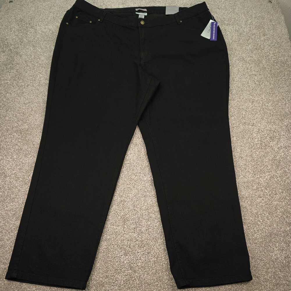 Catherines Right Fit Moderately Curvy Black Straight Leg Jeans 26W New